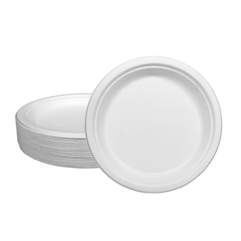 Plato caña de azúcar 22 cm pack de 50 unidades.