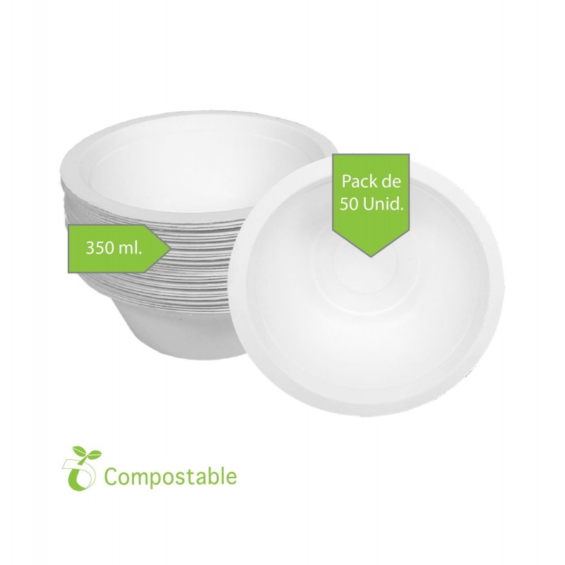 Ciotola di canna da zucchero 350 ml 50 unità