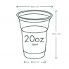 Bicchiere in plastica ecologica PLA 20oz / 600 ml 1000 unità