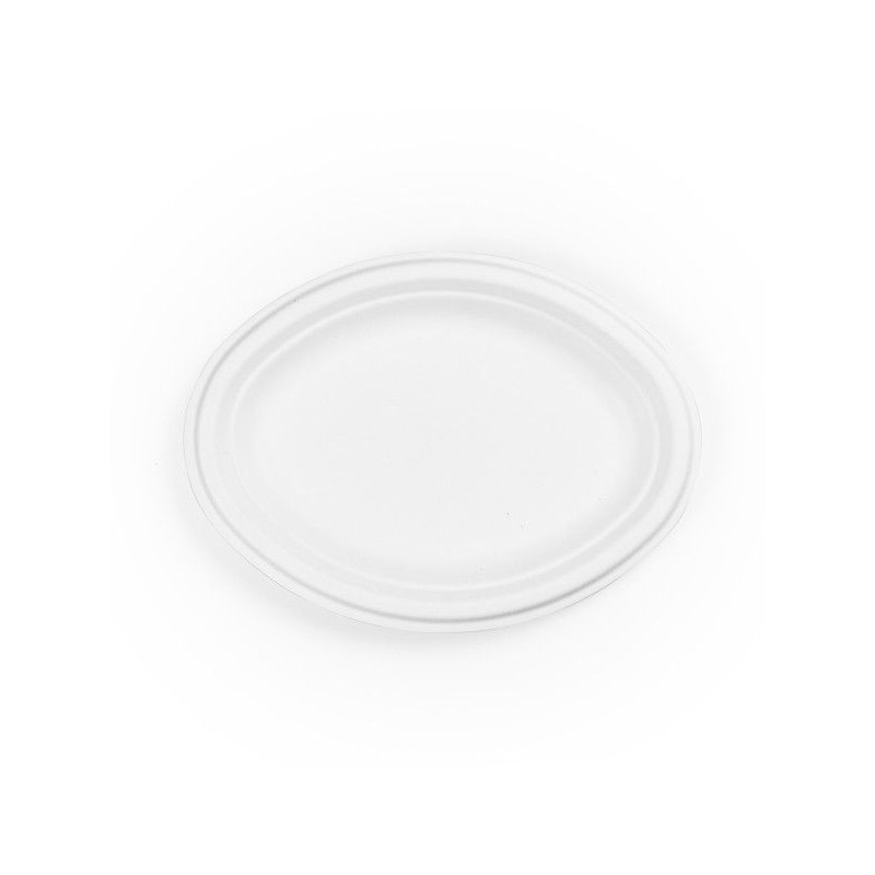 Placa oval de cana-de-açúcar 26 x 20 cm 50 unidades