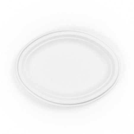 Placa oval de cana-de-açúcar 26 x 20 cm 50 unidades